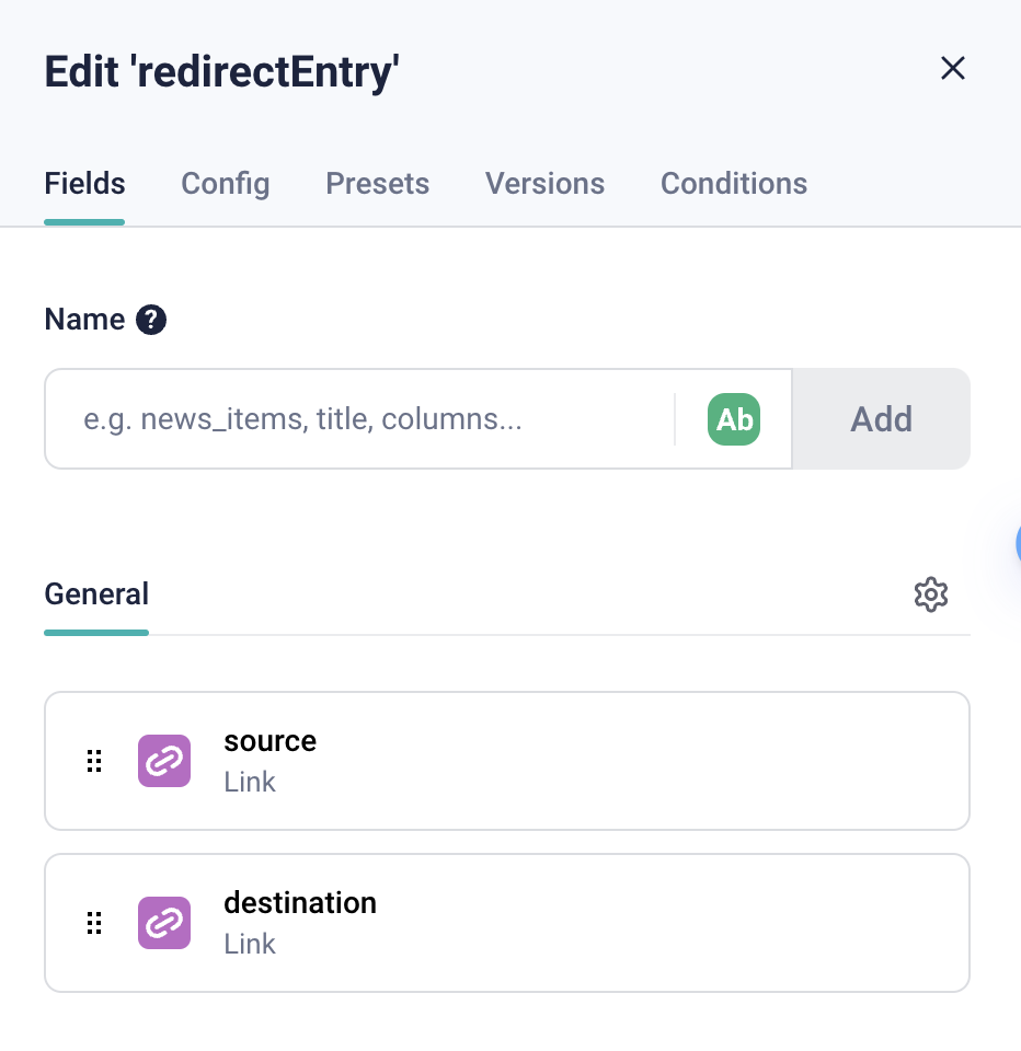 redirectEntry block in Storyblok